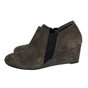 Vionic Stanton Wedge Womens 8.5 Gray Suede Slip On Ankle Bootie Orthotic Comfort